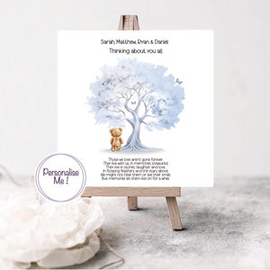 Carte de sympathie, carte de vœux avec verset, carte de soutien avec ours mignon et arbre en fleurs, carte de vœux personnalisée en pensant à vous,