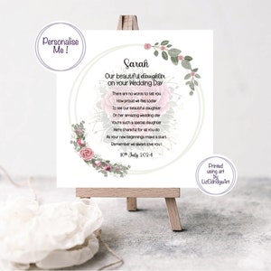 Personalisierte Hochzeitskarte für eine besondere Tochter, Karte mit Rosen für den Hochzeitstag der Töchter, besonderer Vers für den Hochzeitstag der Töchter
