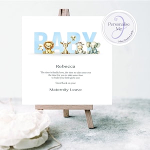 Mutterschaftsurlaub Baby Boy Glückskarte, Karte für Mutterschaftsurlaub, Karte für einen Baby Jungen Karte, Karte Kollege geht, personalisierte Karte