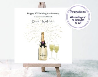 Personalized 5th Anniversary Card, Champagne, Special Friends