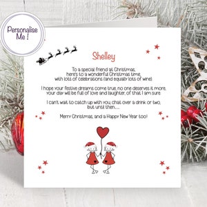 Beste Freund Weihnachtskarte mit Vers, Karte für Bestie, gedruckte Verskarte für Weihnachten, personalisierte Karte für besonderen Freund