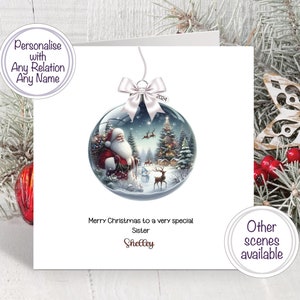 Schwester Weihnachtskarte, personalisierte Karte für Ihre Schwägerin, Weihnachtskugel, Karte für eine besondere Schwester, Familienkarte