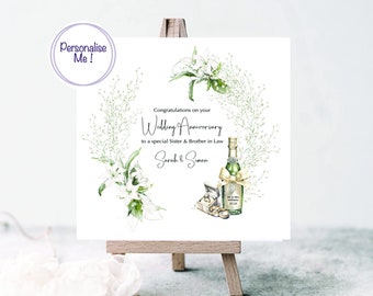 Personalized Wedding Anniversary Card, Sister and Brother-in-Law