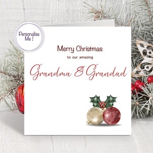 Weihnachtskarte für Oma und Opa, personalisierte Weihnachtskarte, Karte für Großeltern, Christbaumkugeln, Karte mit Kugeln Weihnachten