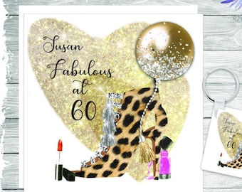 Personalized Glamour Birthday Card: Leopard Print Shoe