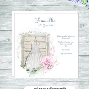 Personalisiertes atemberaubendes Blumenmädchen Danke, danke, dass Sie mein Blumenmädchen sind, Pastellblumenmädchenkleid Design Dankeskarte