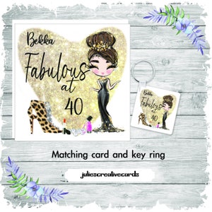 Personalised birthday card for a glamour lady, queen, can be personalised for all ages including 18, 21, 30, 40, 50, 60, 70, 80, 90 etc