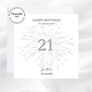 Personalisierte 21. Geburtstagskarte für einen besonderen Cousin, Cousin 21. Karte, Geburtstagskarte für Cousin, Karte 18, 21. Karte, 25. Karte für Cousin