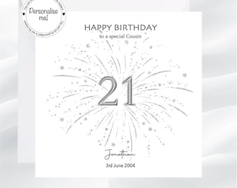Personalized 21st Birthday Card for Cousin