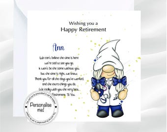 Personalized Nurse Retirement Card: Linen Finish, Three Sizes
