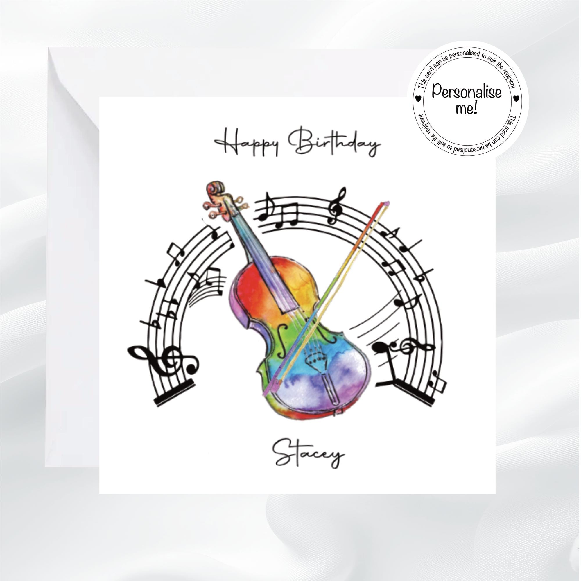 VIOLIN VIOLINIST MUSIC QUALITY GLOSSY BIRTHDAY CARD 8"x6" FREE - View #3