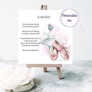 Will you be my bridesmaid card, ballerina bridesmaid card, invitation to share our day, bridesmaid proposal card, bridal party proposal image 5