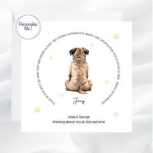 Carte pensée pour vous, perte d'un chien, carte personnalisée pour la perte d'un chien d'un ami, carte de palmation avec empreintes de pattes triste perte, carte de sympathie chien