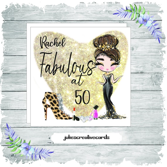 Personalised birthday card for a glamour lady, queen, 50th, card personalised for all ages including 18, 21, 30, 40, 50, 60, 70, 80, 90 etc