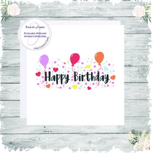 Ballon-Happy Birthday-Karte Luxus 4er-Pack, Happy Birthday, einfache Karten, Packung mit generischen Geburtstagskarten, praktisch, um Karten zu haben