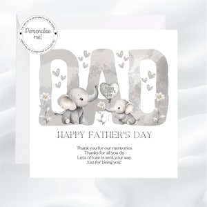 Niedliche Elefanten Vatertagskarte für Papa, Vatertagskarte mit kleinem Vers, Elefantenkarte mit Ballon für Papa am Vatertag