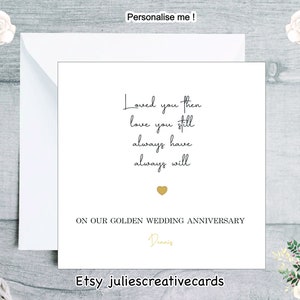 Personalised card for wedding anniversary, verse card for our anniversary, golden wedding anniversary card, personalised to suit
