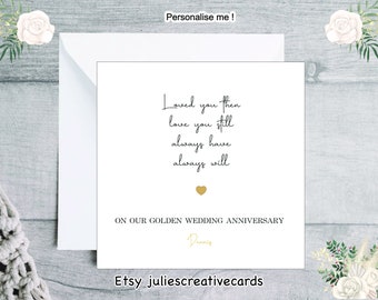 Personalized Golden Wedding Anniversary Card