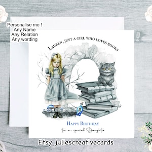 Personalisierte Geburtstagskarte für Mädchen, Geburtstagskarte, süße kleine Prinzessin, Geburtstagskarte, süße kleine Prinzessin, Bücher, Name und Relation