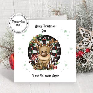 Personalized Darts Christmas Card: Reindeer for Darts Fan