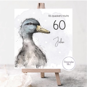 Geburtstagskarte 60 für ihn, personalisierte Geburtstagskarte Ente, Karte zum Geburtstag 60 für Papa, Karte Ente für Freunde 50, Karte mit Ente für ihn