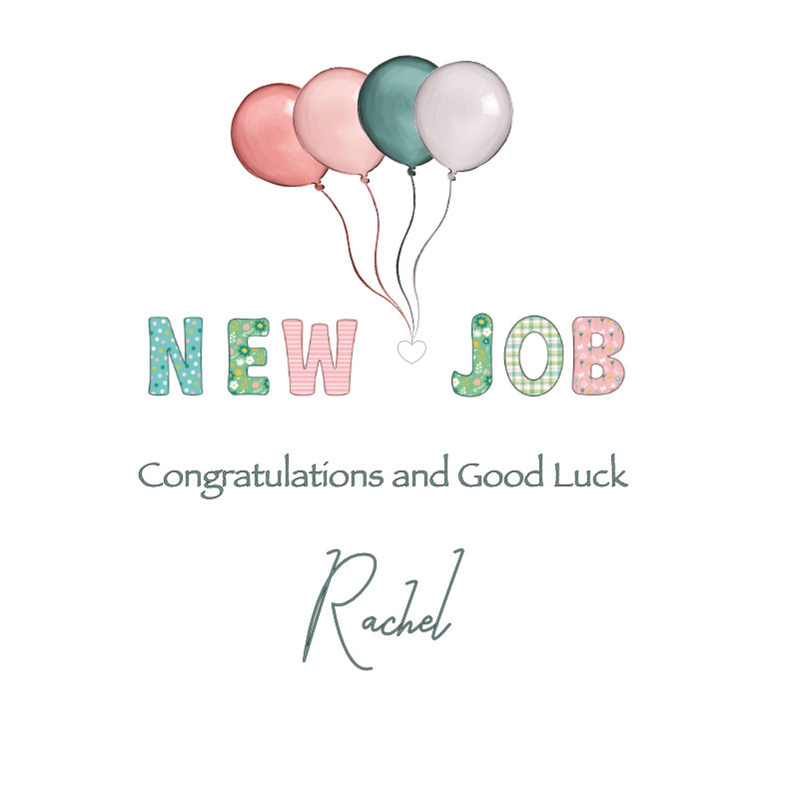 Personalised New Job Card in Pastel Shades, Congratulations on Your New ...
