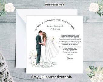 Stunning personalised wedding card for husband to be, beautiful verse to send on your wedding day to your husband to be, sentimental card