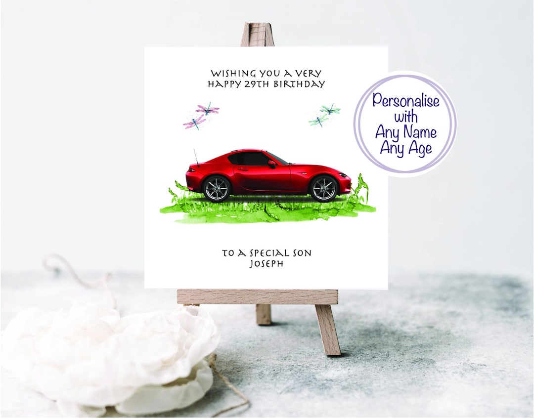 Red Sports Car Card for Son, Card for Racing Car Lover, Personalised ...