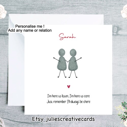 Personalized Pebble People Card: Friendship Support Card