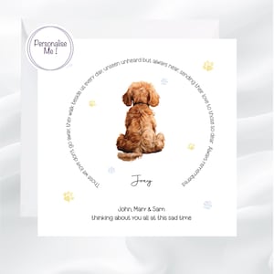 Perte de chien en pensant à vous, carte personnalisée pour la perte d'un chien d'un ami, carte cockapoo avec empreintes de pattes triste perte, carte de sympathie chien