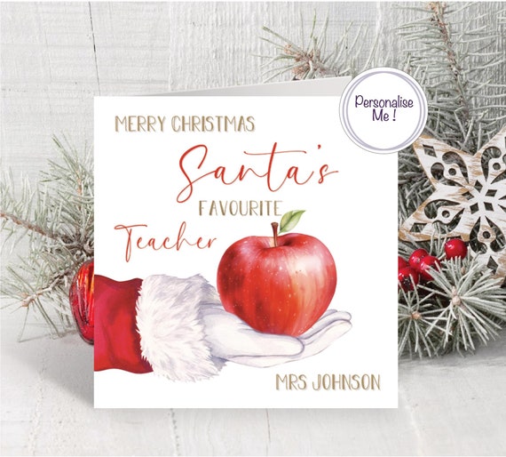 Personalized Christmas Card for Teacher, Santa's Favorite Teacher