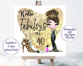 Personalized Glamour Lady Birthday Card, Leopard Print, Any Age