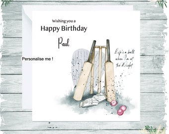 Personalized Cricket Birthday Card for Fan