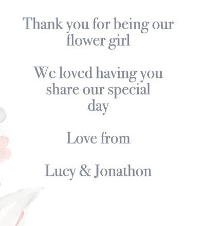 Personalised Stunning Flower Girl Thank You Thank You for - Etsy UK