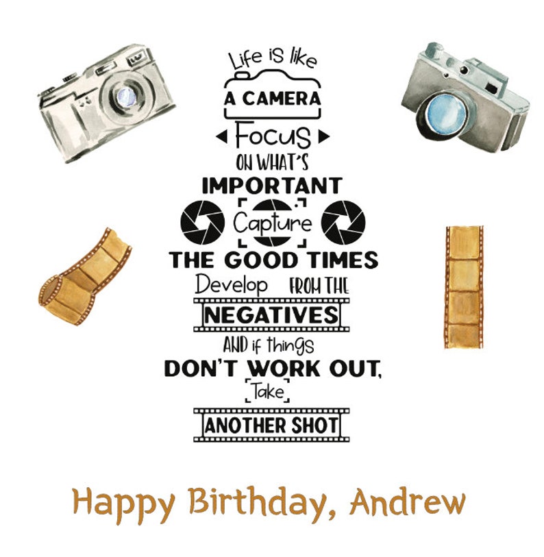 Personalised Birthday Card for a Camera Enthusiast Etsy
