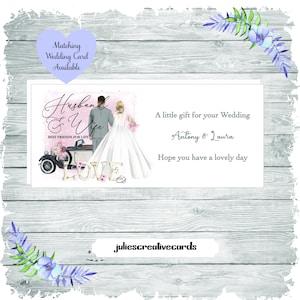 Personalisierte Hochzeit Geld Brieftasche, Mann und Frau beste Freunde für das Leben Wortlaut mit Sonnen Auto Worte LOVE, passende Karte erhältlich