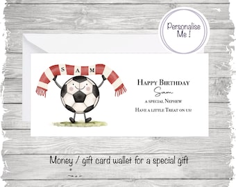 Personalized Football Fan Money Card Wallet: Birthday Gift Card Holder
