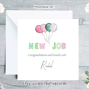 Personalisierte neue Jobkarte in Pastelltönen, Glückwünsche zu Ihrem neuen Job, viel Glück in Ihrem neuen Job, die besten Wünsche für den neuen Job senden
