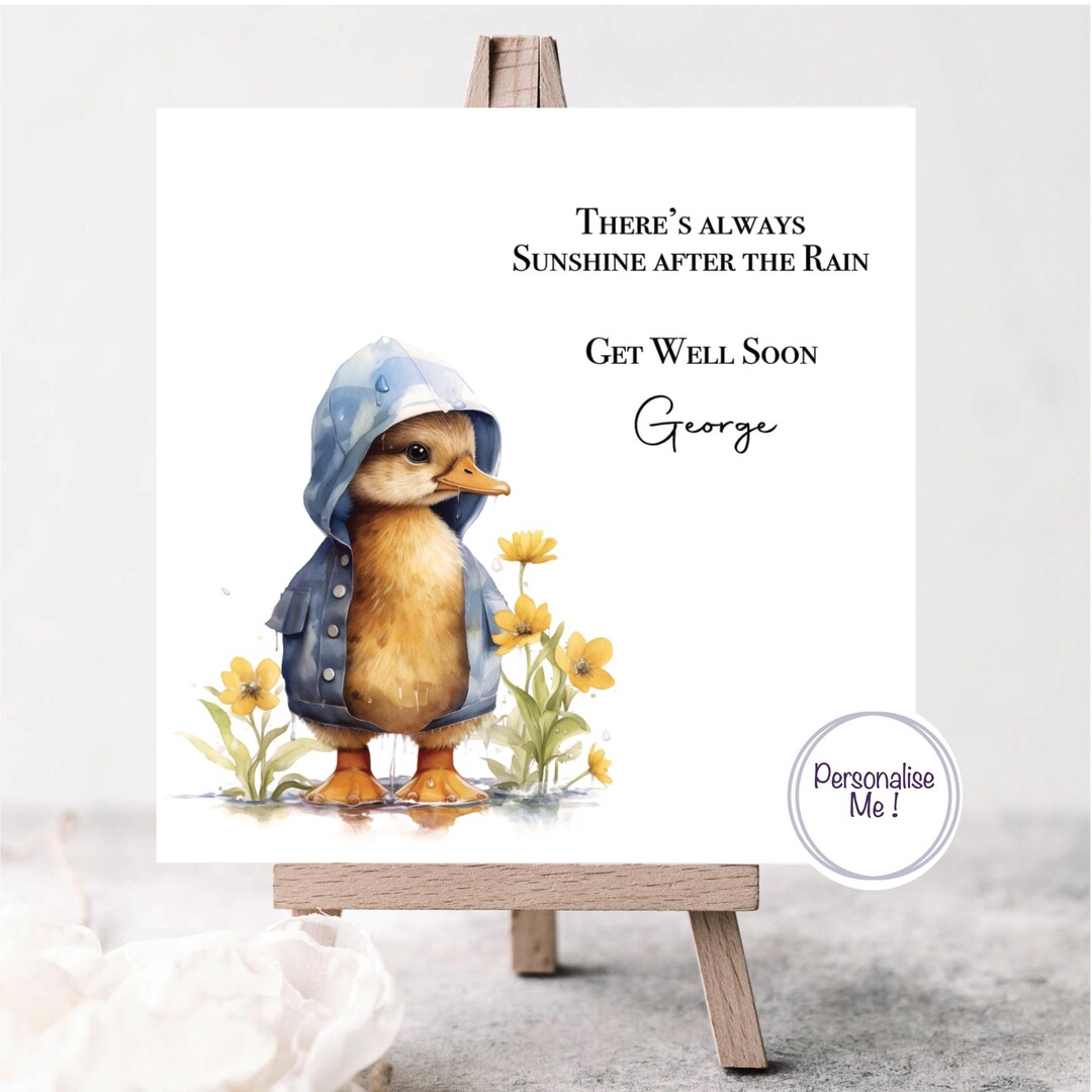 Buy Personalised Get Well Soon Card, Cute Duck With His Hoodie