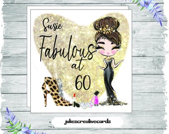 Personalized Glamour Lady Birthday Card: Leopard Print