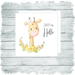 Niedliche Giraffenkarte, nur um Hallo zu sagen, kann aber für viele Gelegenheiten verwendet werden, personalisiert