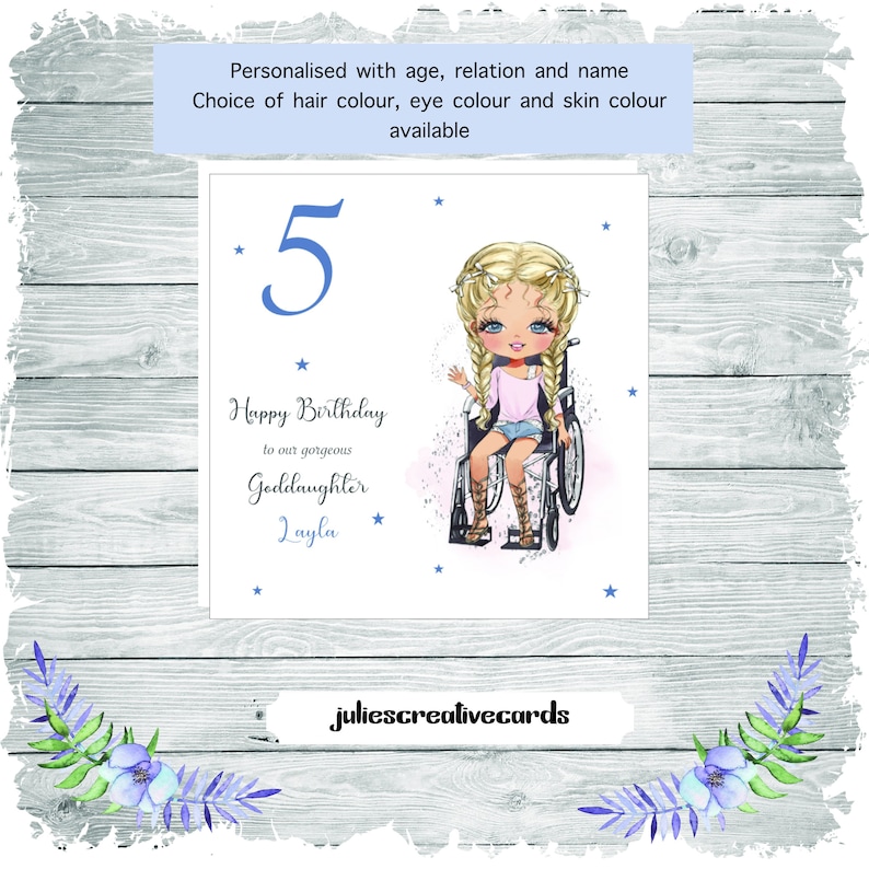 Happy Birthday Card Wheelchair Card Cute Girl in Wheelchair Etsy UK