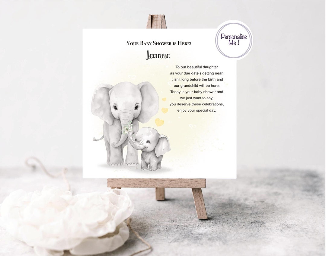 Personalized Elephant Baby Shower Card for Daughter - Etsy