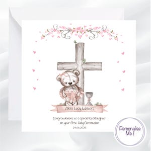 Erste heilige Kommunion für Patenkind, erste heilige Kommunion personalisierte Karte, erste heilige Kommunion für Mädchen, Mädchen Kommunion Karte