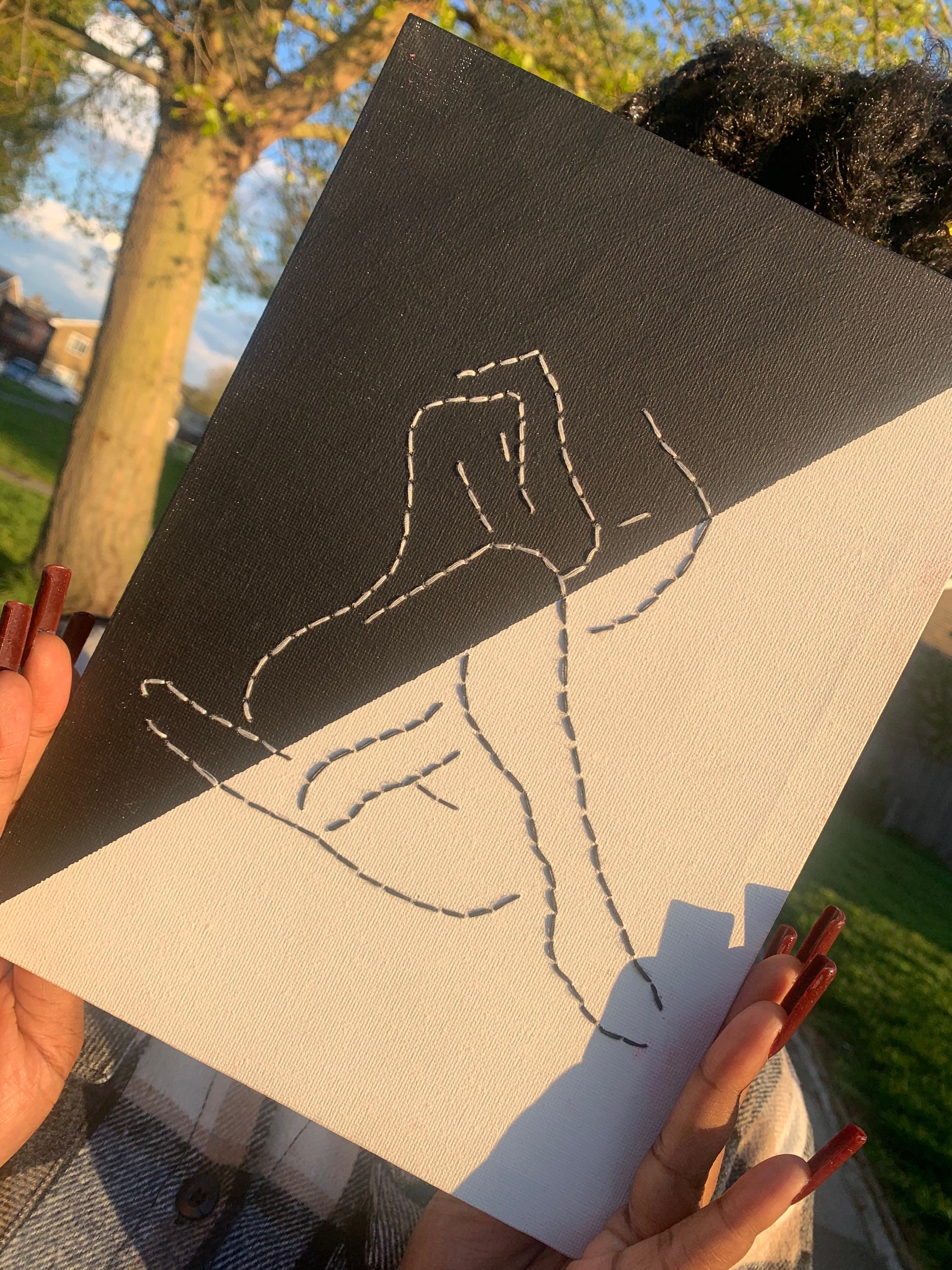 Handmade Minimal Line Art Embroidery Canvas Etsy