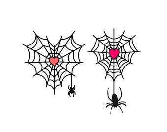 3” Sticker Spooky Spider Web Heart Cute Halloween Party Trick Or Treat Goth Fun