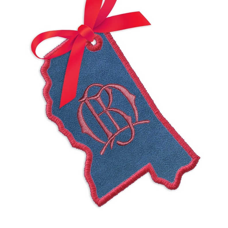 Mississippi State Gift Tag in the Hoop PES DST Machine Etsy