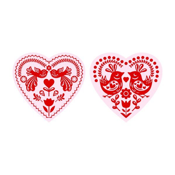 Scandinavian Heart Couple Love Birds Cuttable Design SVG Cut File Designs