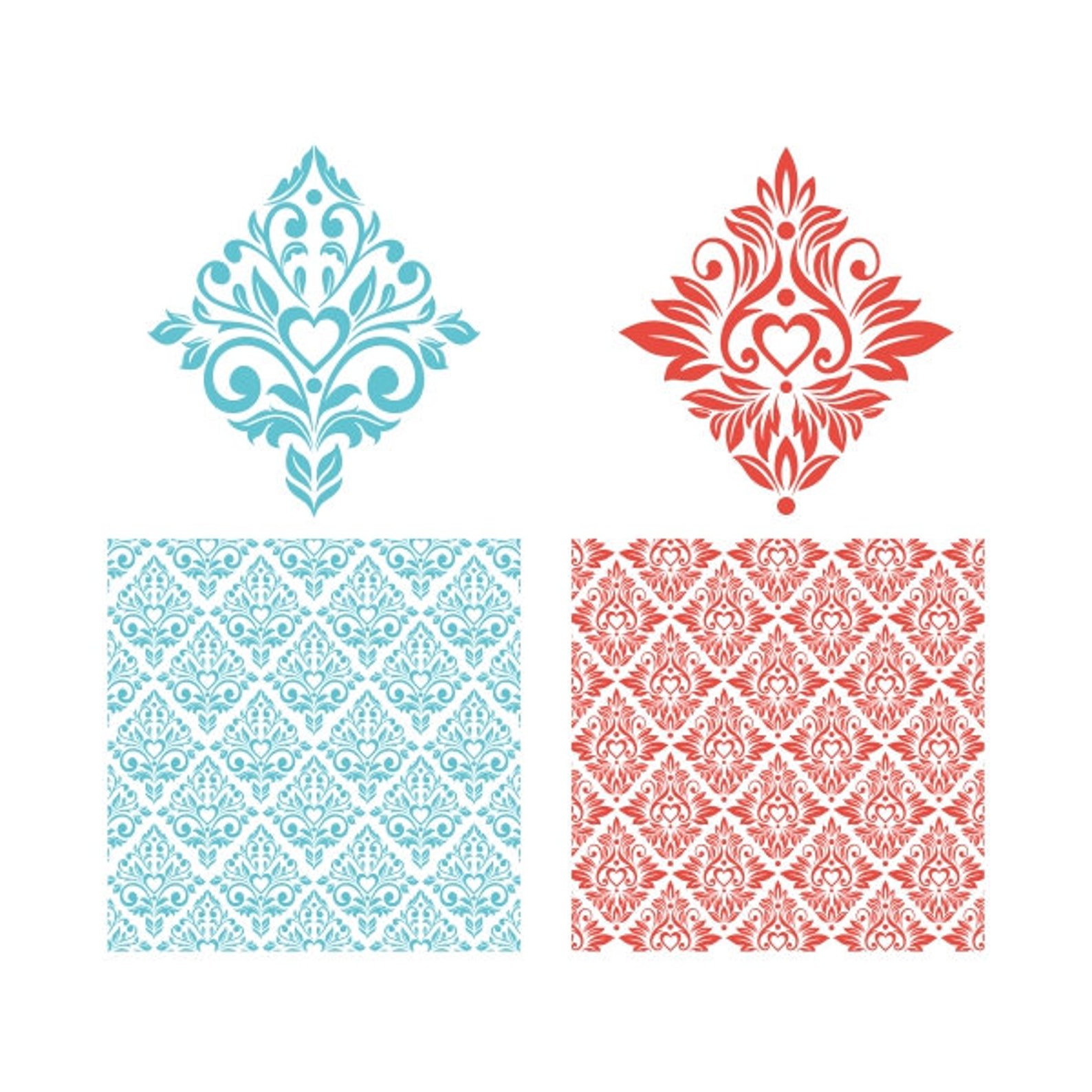 Damask Pattern Cuttable Design SVG PNG DXF & Eps Designs - Etsy