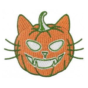 Halloween Pumpkin Cat Embroidery Design - Instant Download PES DST